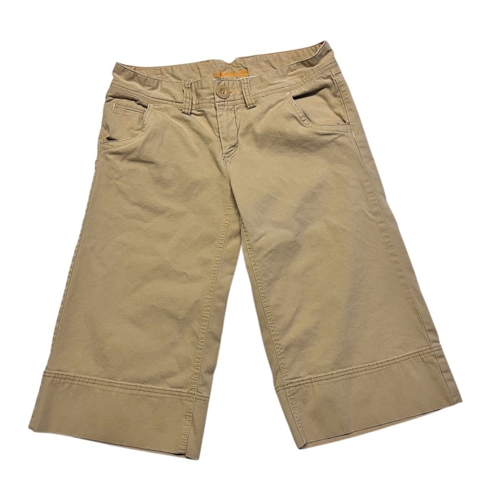 Vtg Y2K American Eagle Womens 10 Khaki Gaucho Capri Pant Low Rise Wide Leg 2000s
